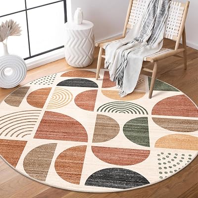 mujoo 4ft terracotta round rug