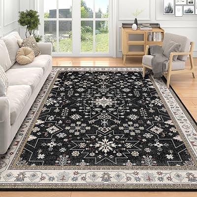 mujoo 5x7 vintage black area rug