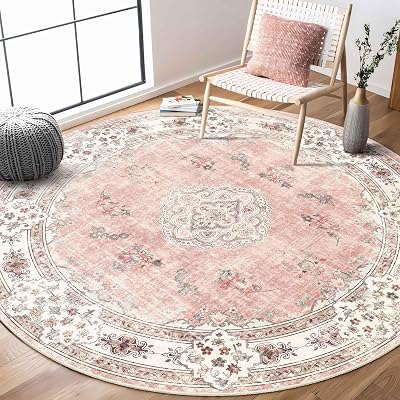 mujoo 6ft pink round rug