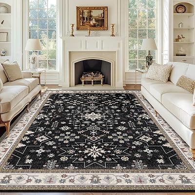 mujoo 8x10 vintage black area rug